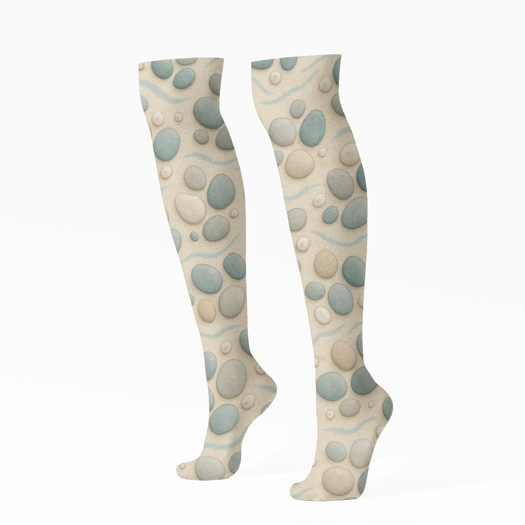 Low Tide Pebble Scatter comfortable cotton knee-high socks