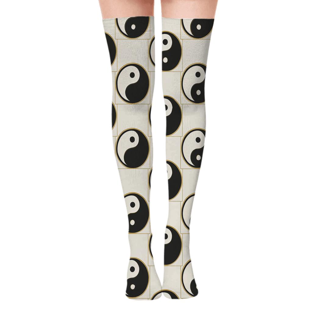 Taijitu Tessellated Grid trendy patterned over-the-knee socks