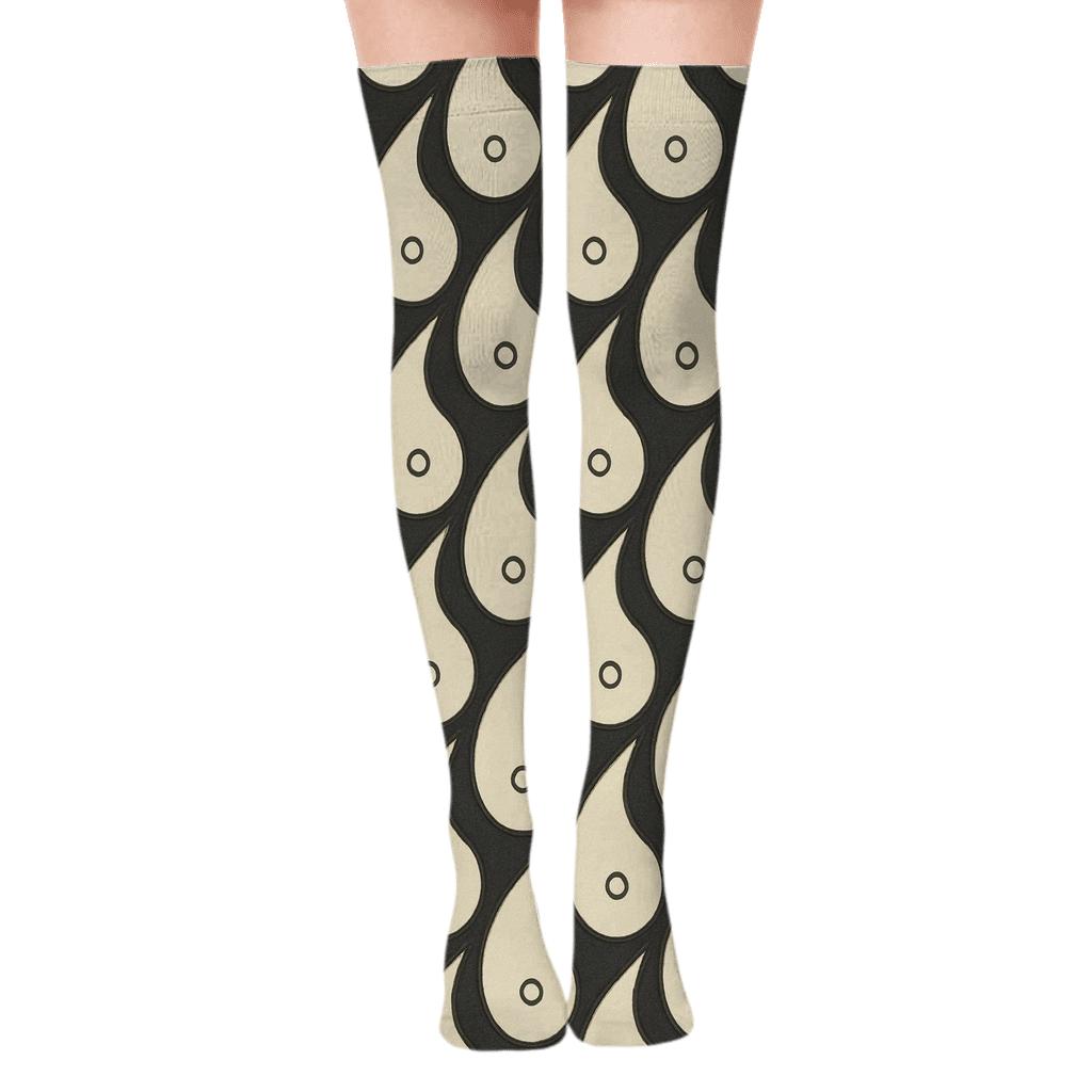 Interlocking Teardrop Tessellation stylish fashion over-the-knee socks