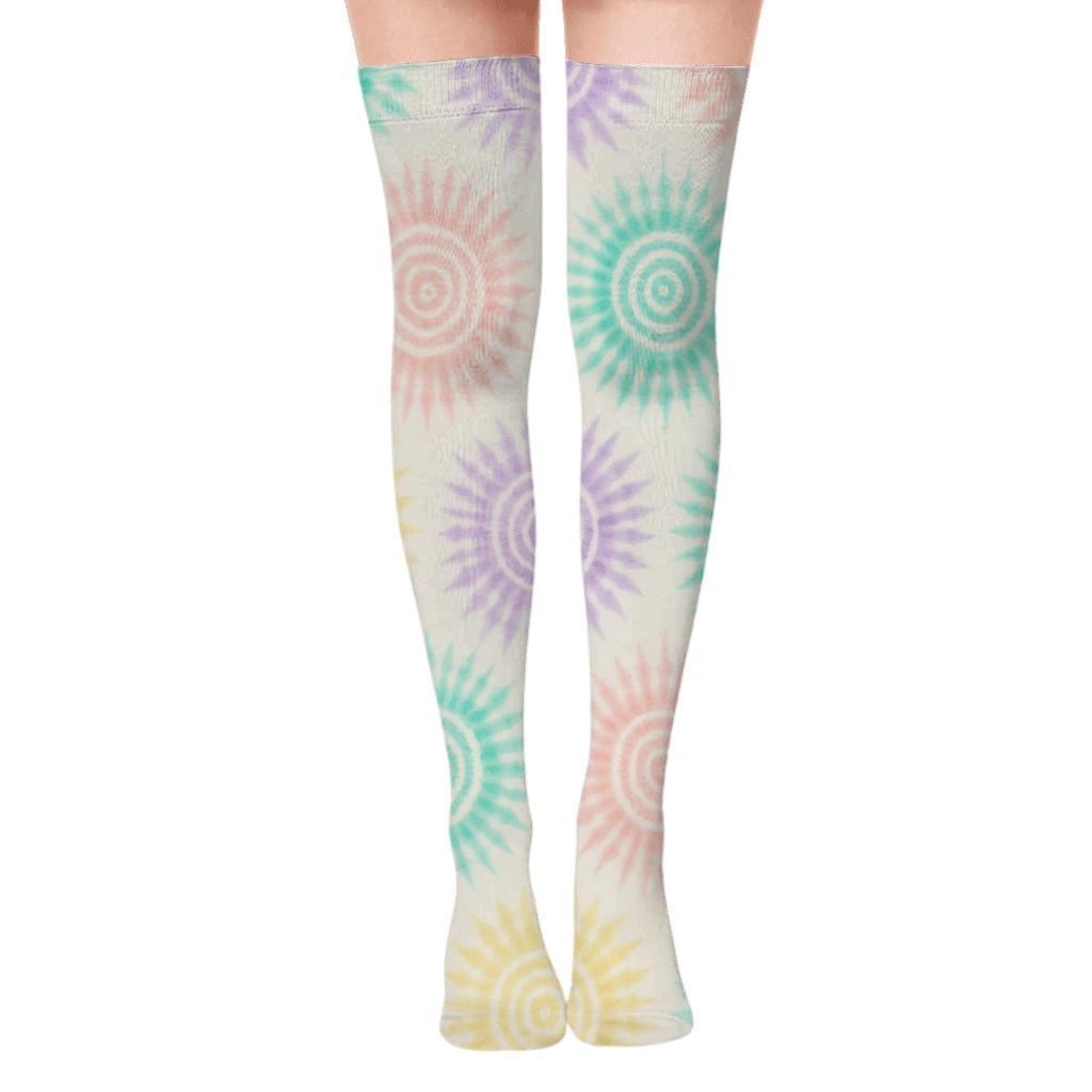 Pastel Sunburst Mandala Repeat soft everyday over-the-knee socks