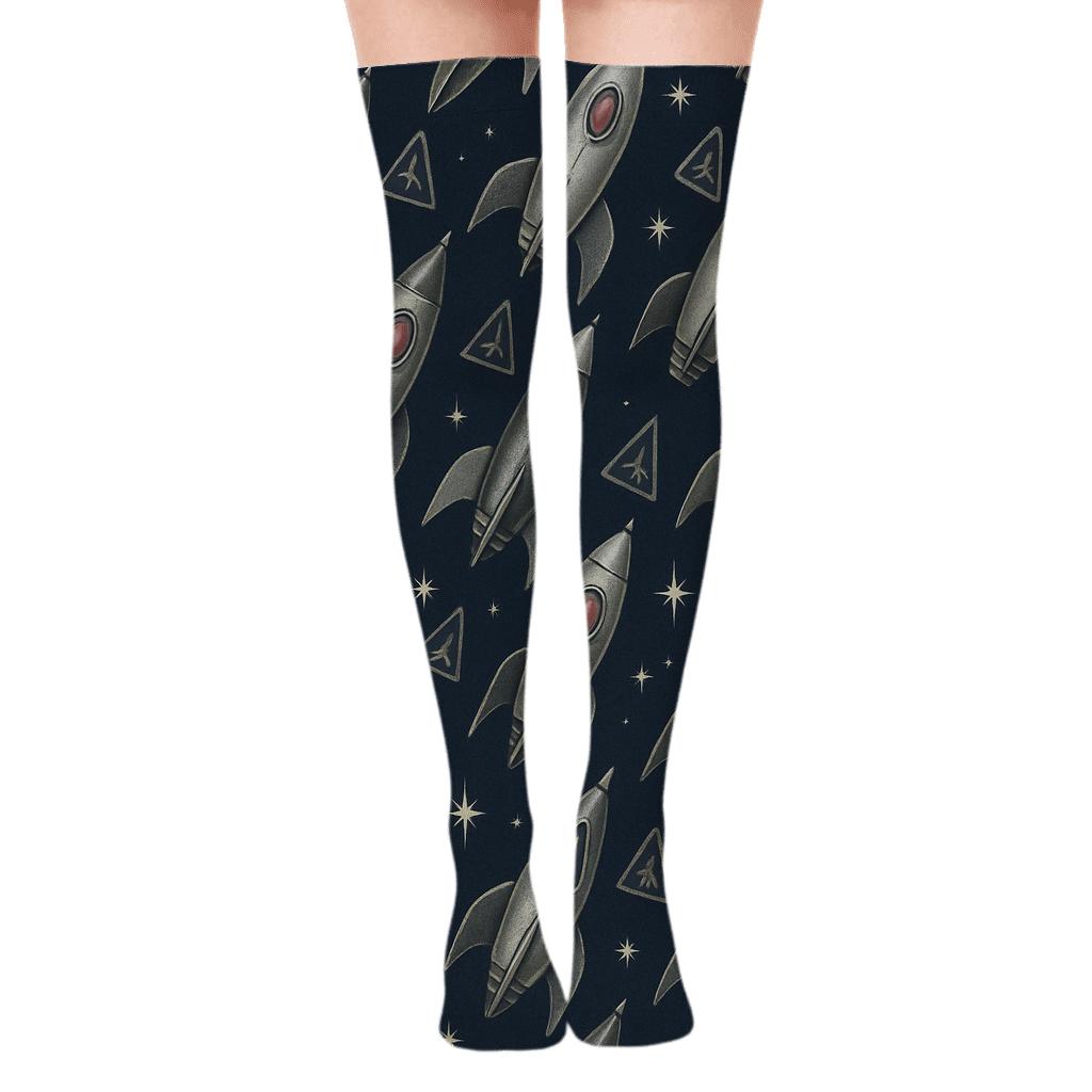 Retro Rocket Chevron custom over-the-knee socks