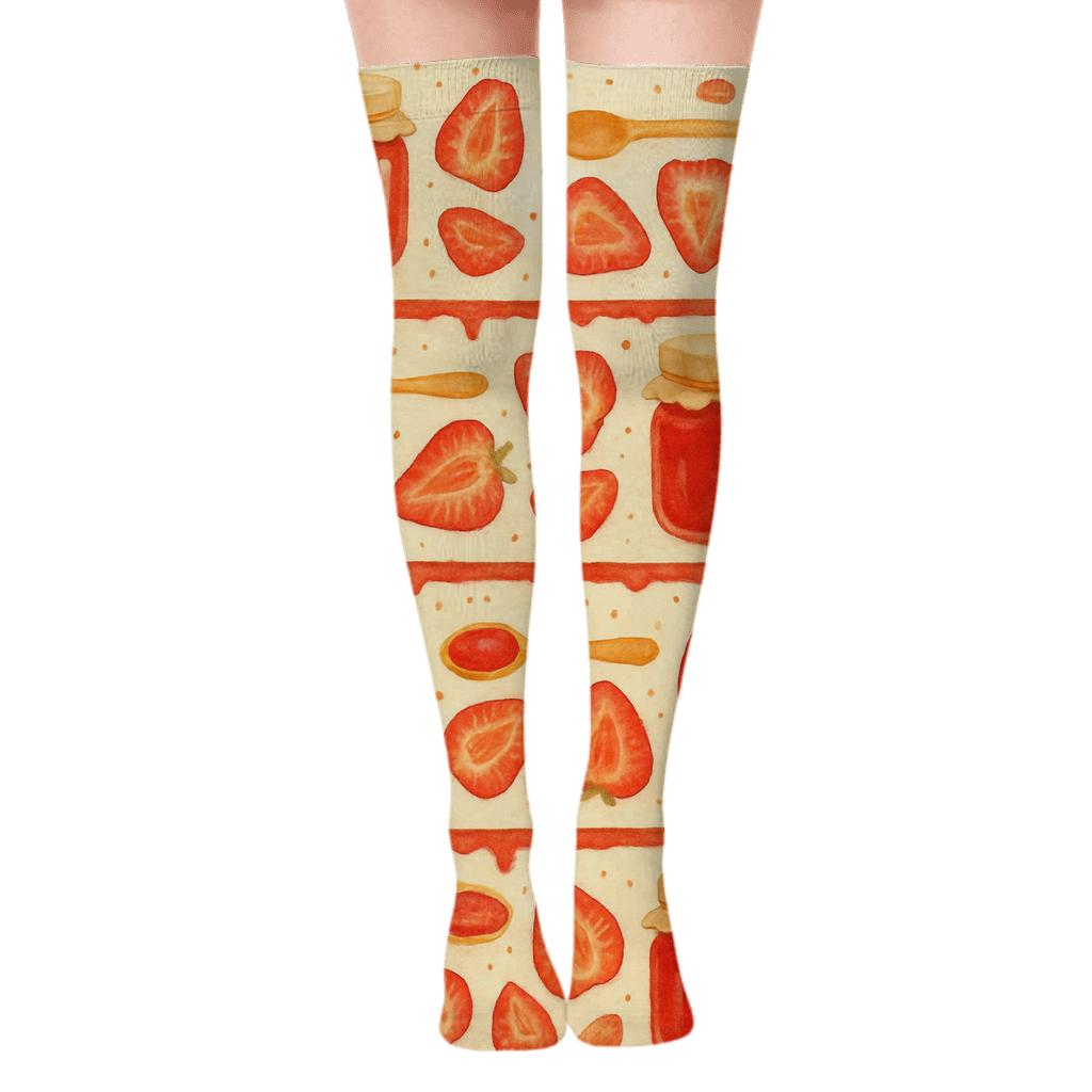 Strawberry Jam Border Bands custom over-the-knee socks