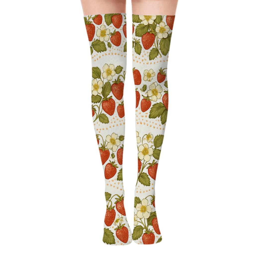 Strawberry Field Wave personalized over-the-knee socks