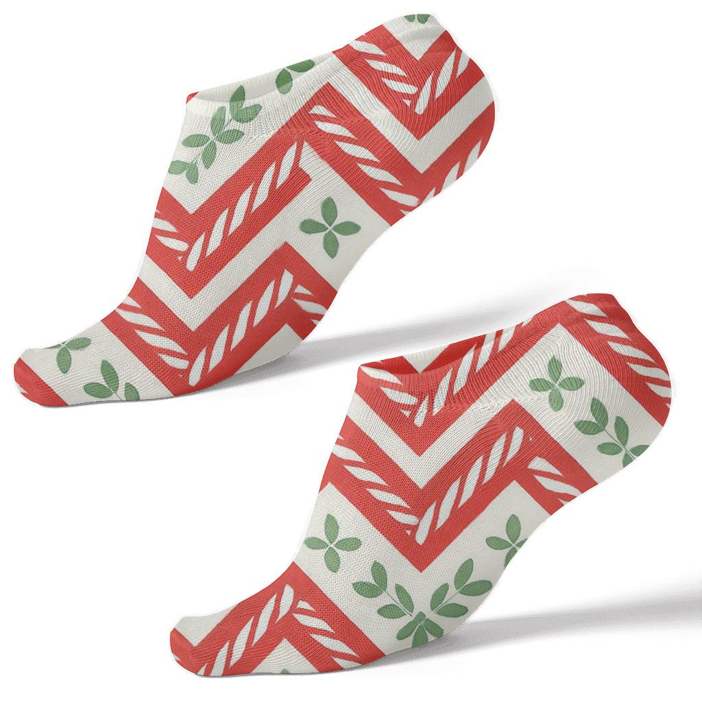 Holiday Candy Cane Chevron unique graphic ankle socks
