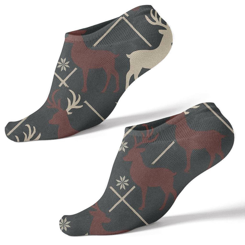 Xmas Reindeer Lattice Motif custom ankle socks