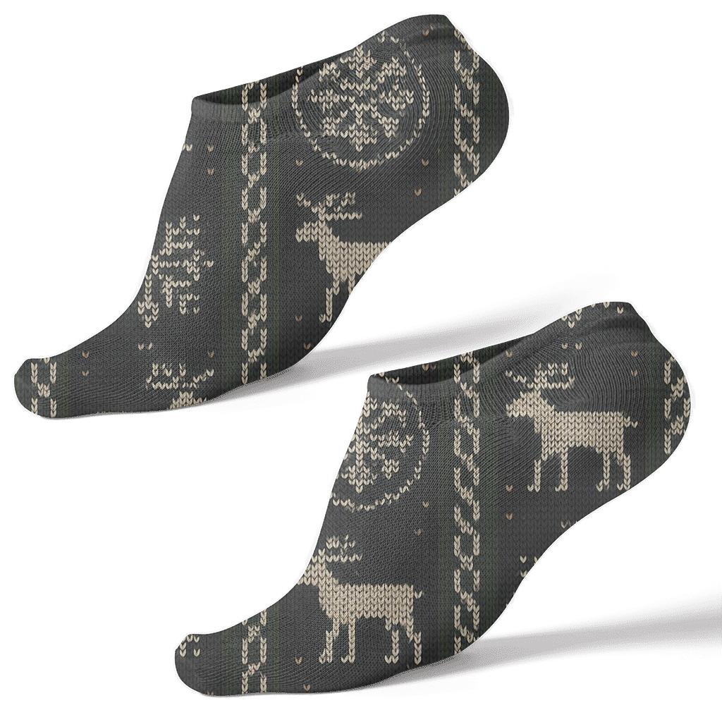 Nordic Reindeer Panel Holiday personalized ankle socks