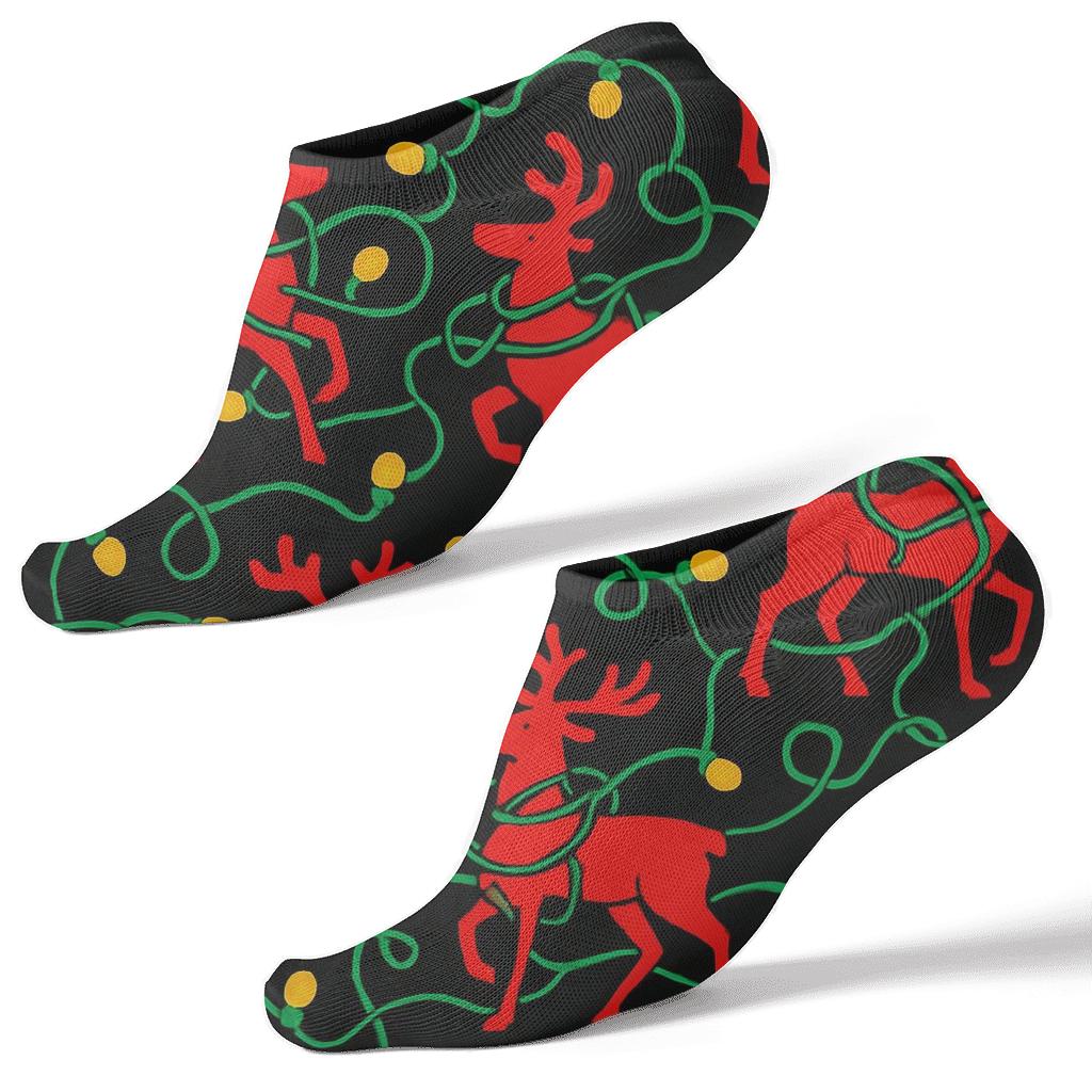 Reindeer With Lights Circuit Holiday unique graphic ankle socks