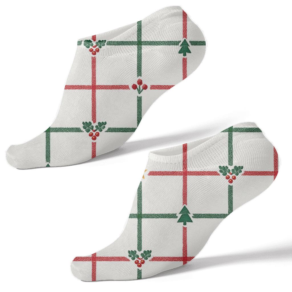 Festive Plaid Merry Holiday designer print ankle socks