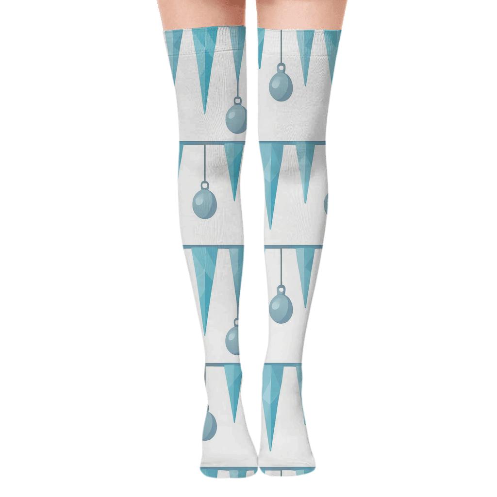 Icicle Fringe Xmas premium cozy over-the-knee socks