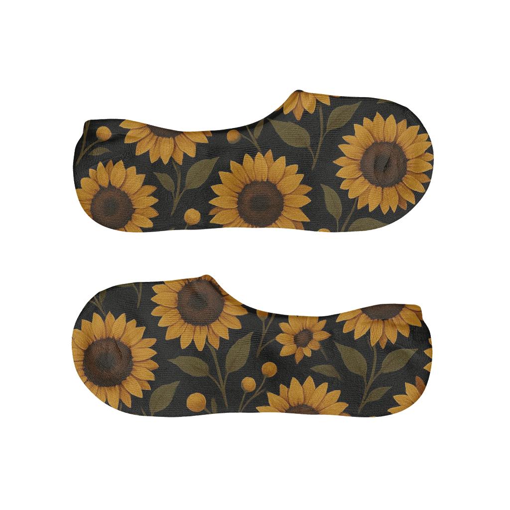 Sunflower Chevron On Black Background personalized no-show socks