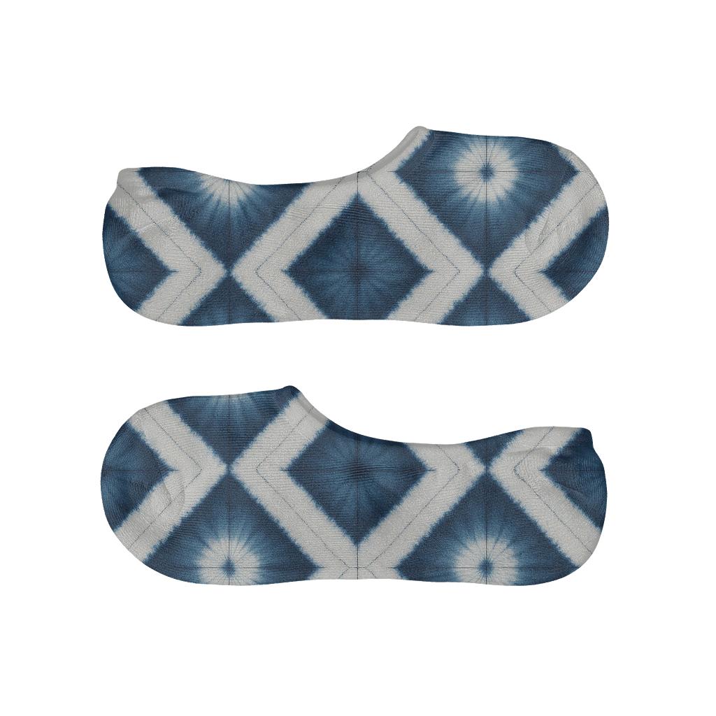 Shibori Diamond Array On White Field anti-slip no-show socks