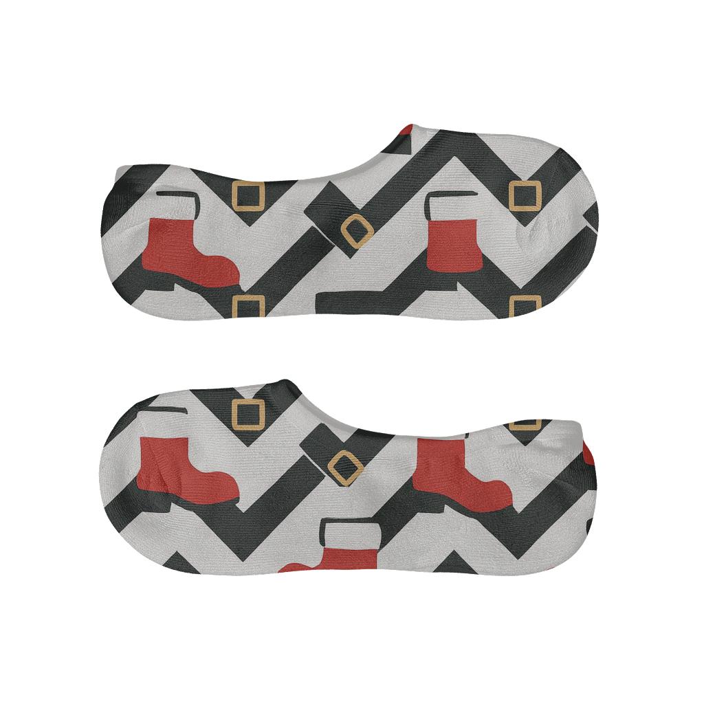 Boots And Belt Chevron With Santa comfortable invisible socks