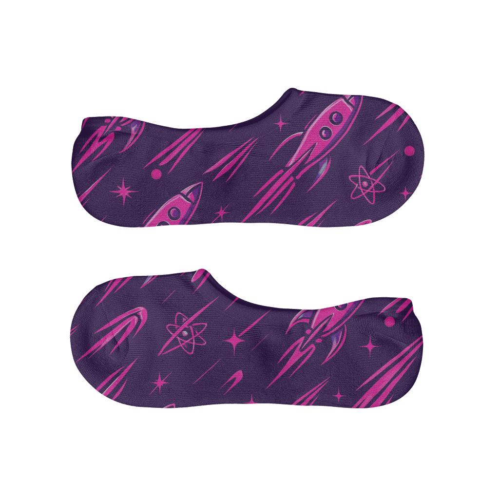 Retro Rocket Chevron Parade custom no-show socks