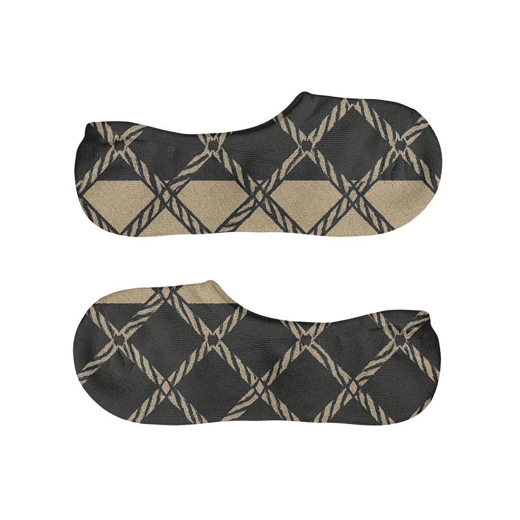 Textured Zebra Lattice On Black And Cream Field personalized invisible socks