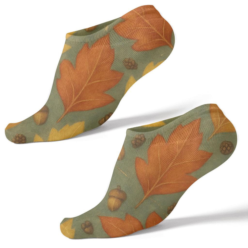 Golden Leaf Tessellation On Deep Teal Field premium sports ankle socks