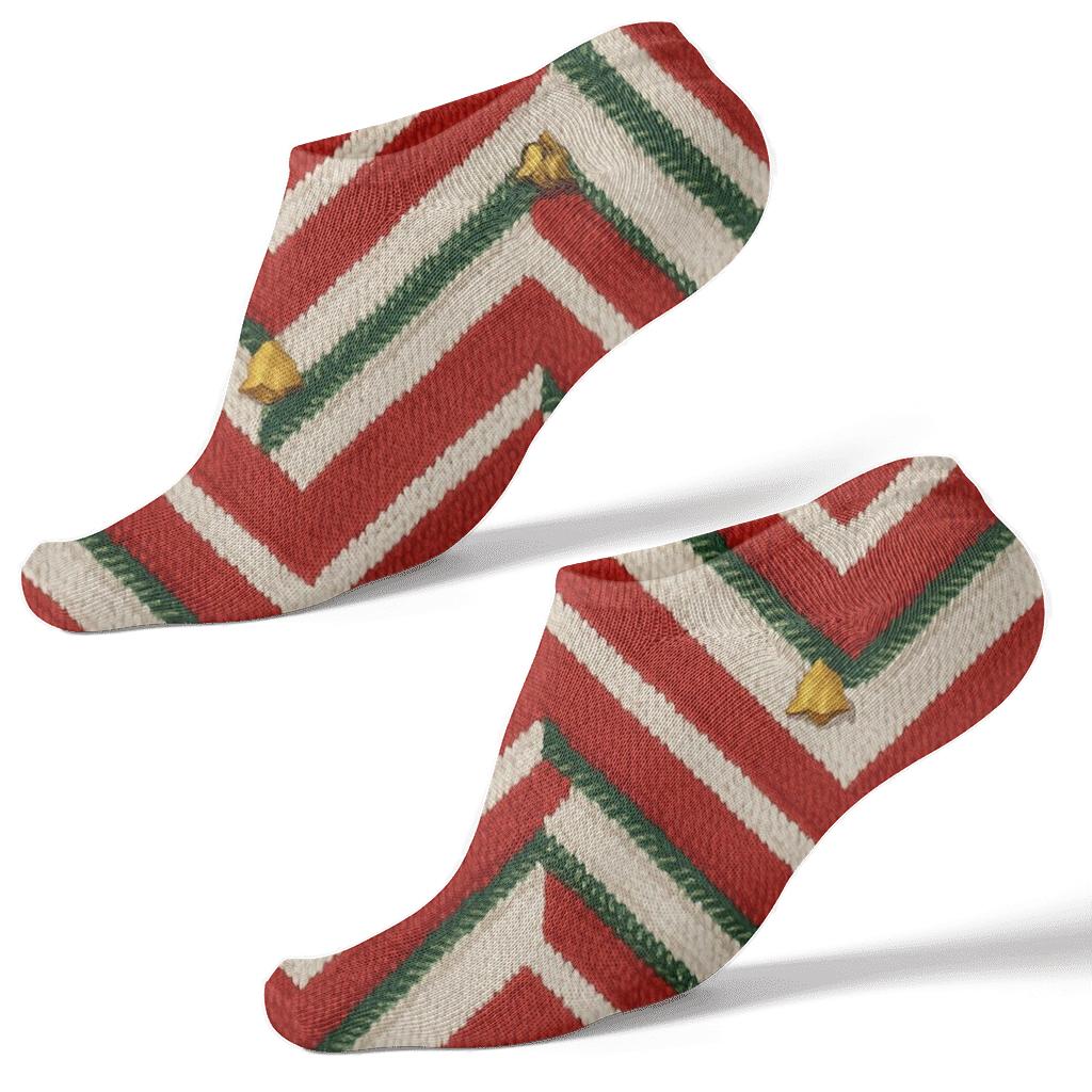 Candy Cane Stripe Motif On Cozy White Ground designer print ankle socks