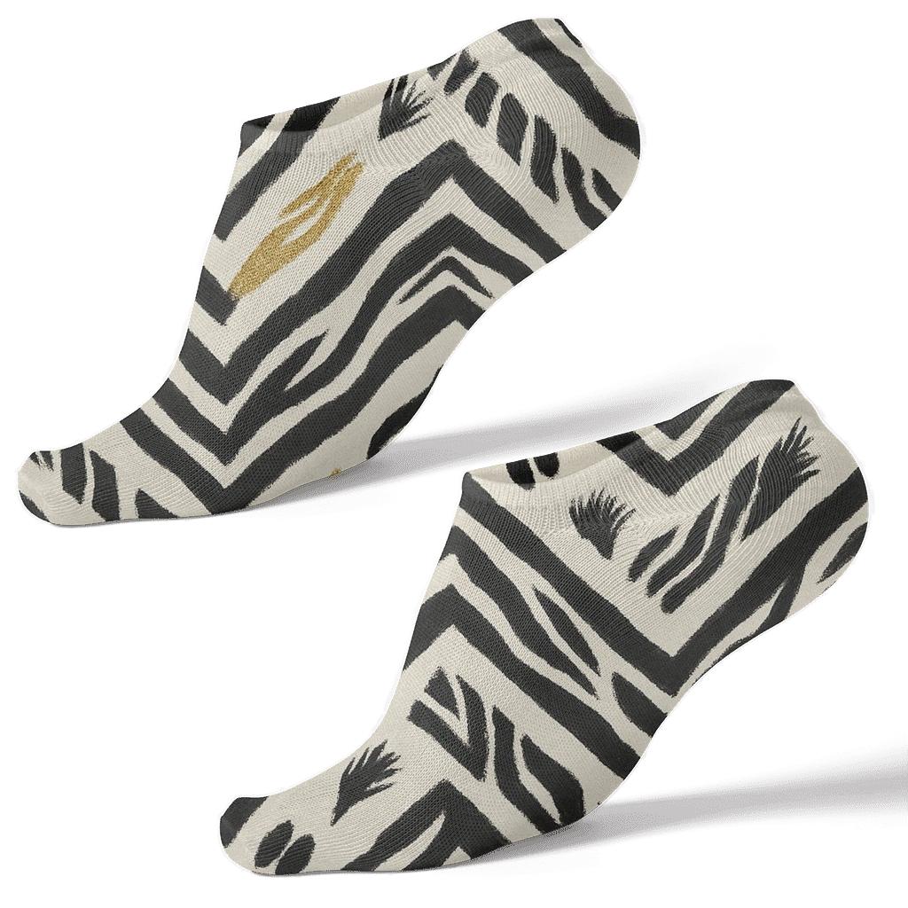 Fragmented Zebra Chevron On Warm Cream trendy patterned ankle socks