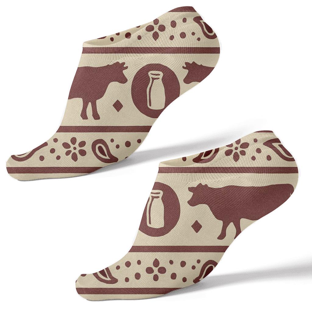 Retro Dairy Label Stripe designer print ankle socks