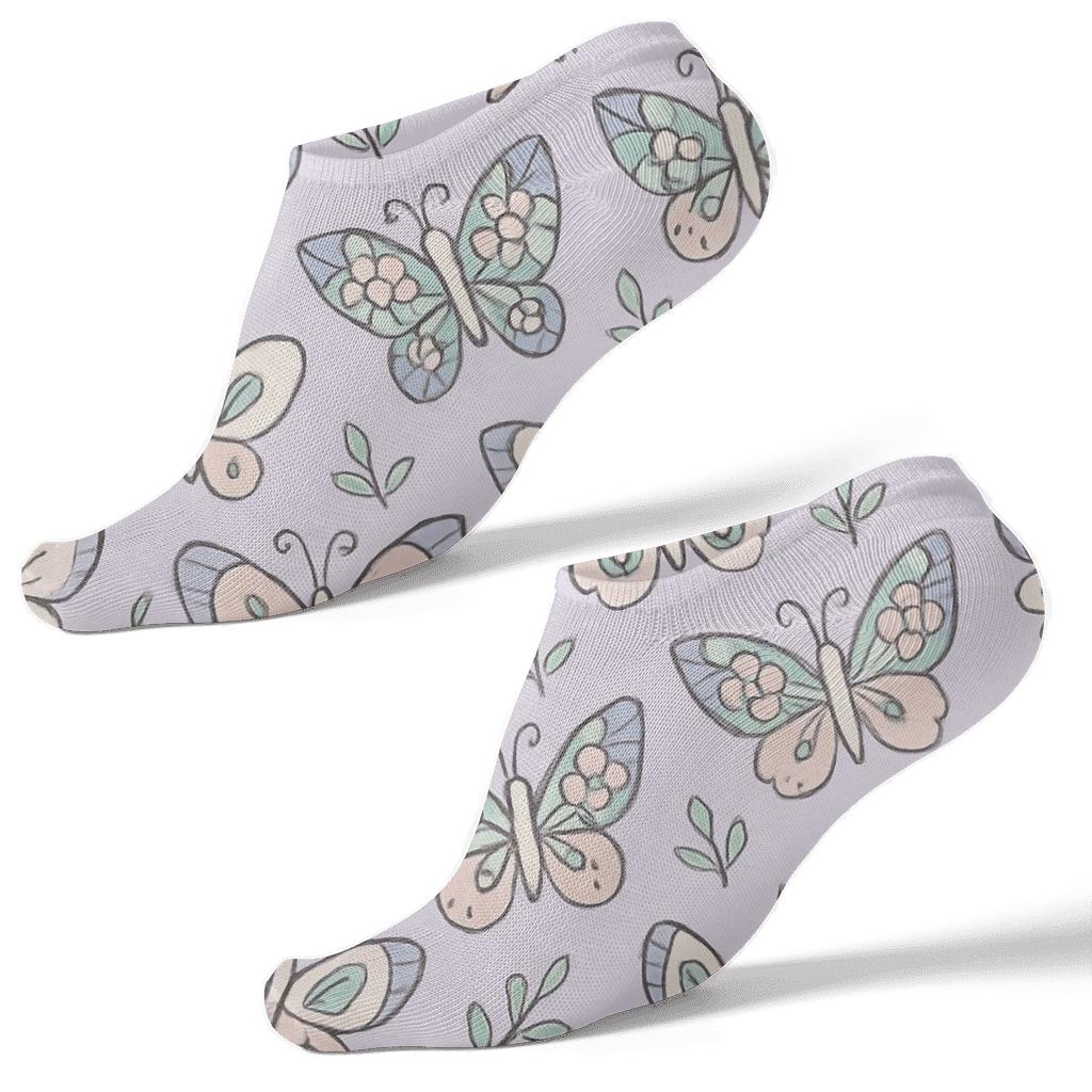 Whimsical Butterfly Parade comfortable cotton ankle socks