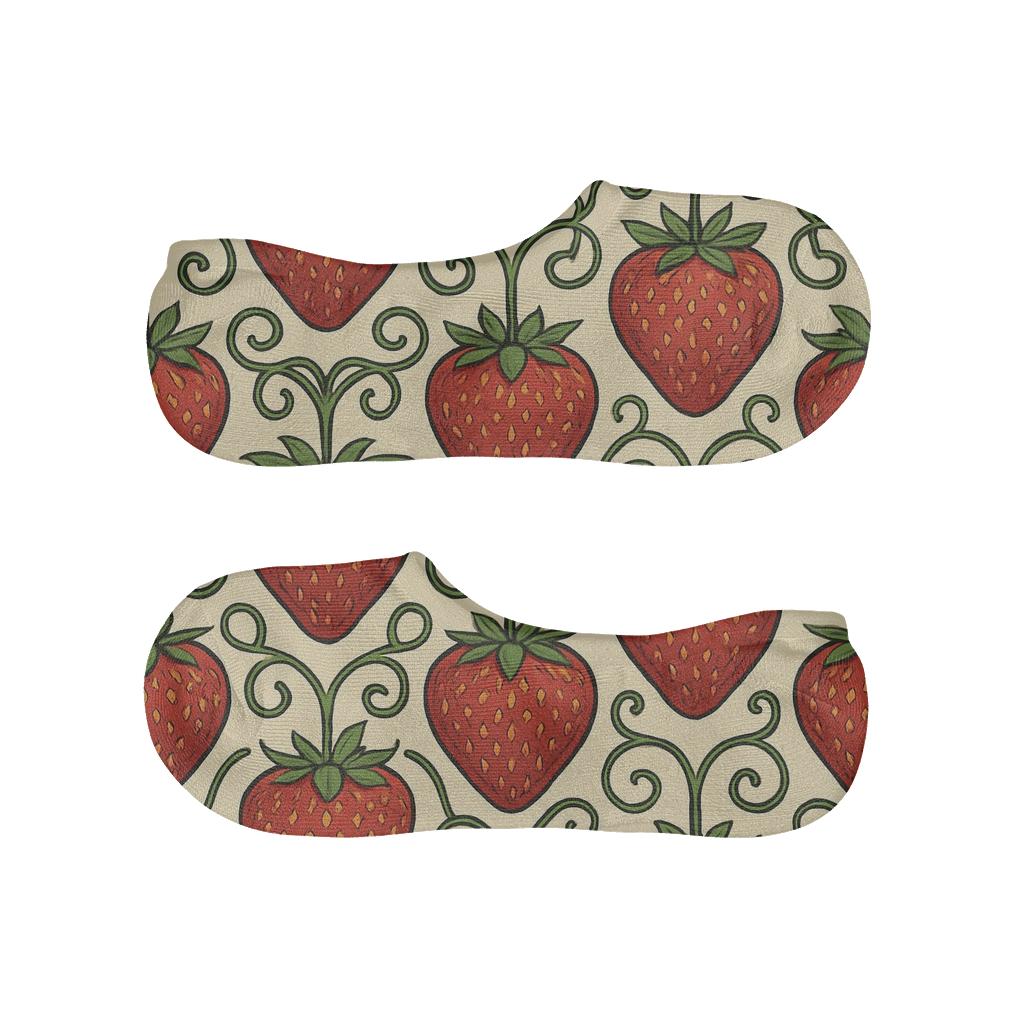Strawberry Tiling Lattice designer printed no-show socks