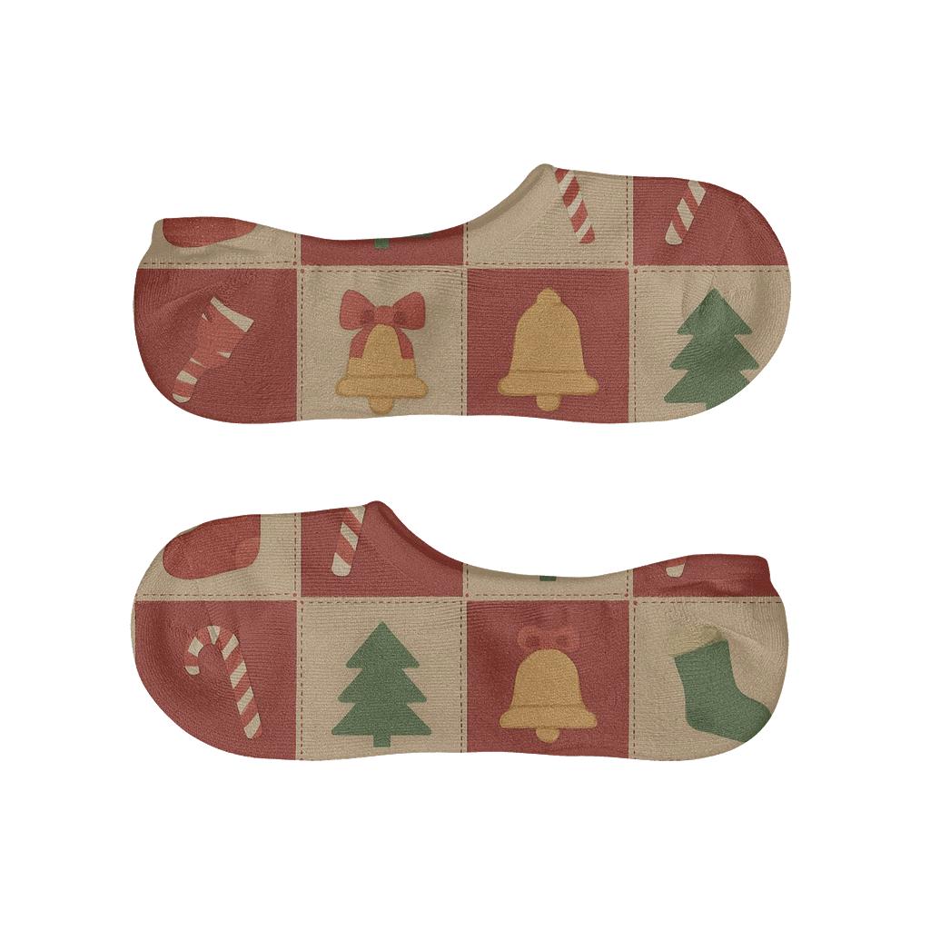 Holiday Stocking Patchwork Grid breathable seamless no-show sockscustom no-show socks