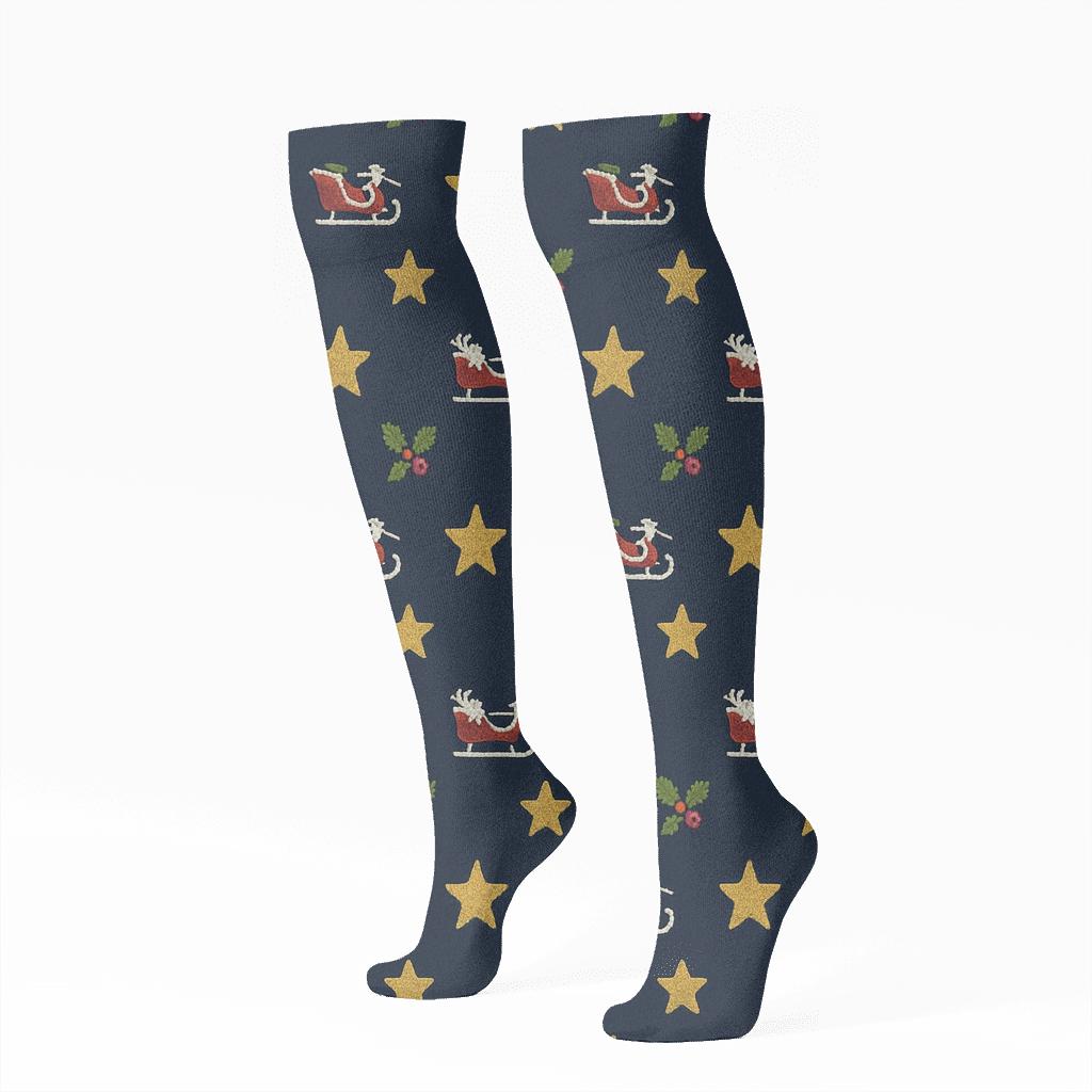 Christmas Starfield Grid personalized knee-high socks