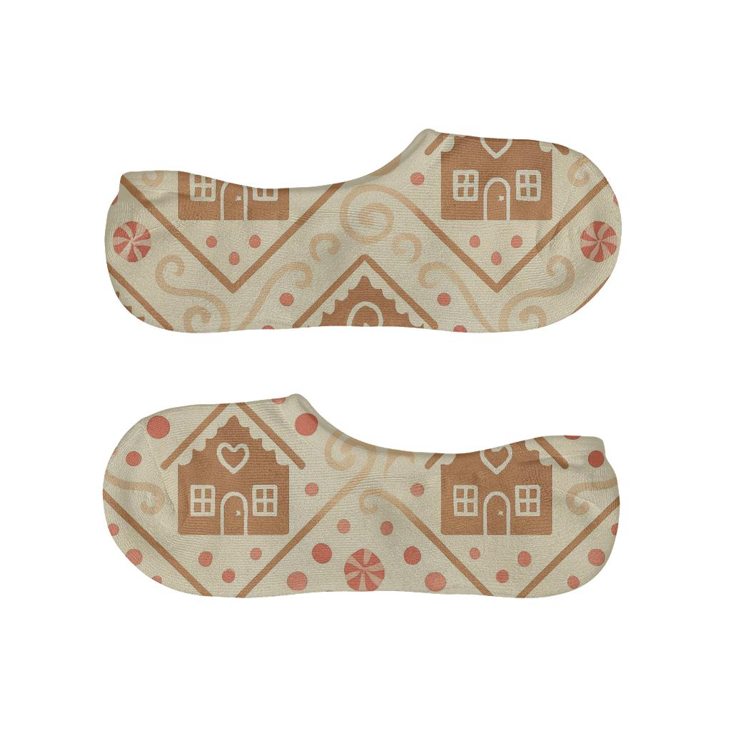 Gingerbread House Holiday Chevron anti-slip no-show socks