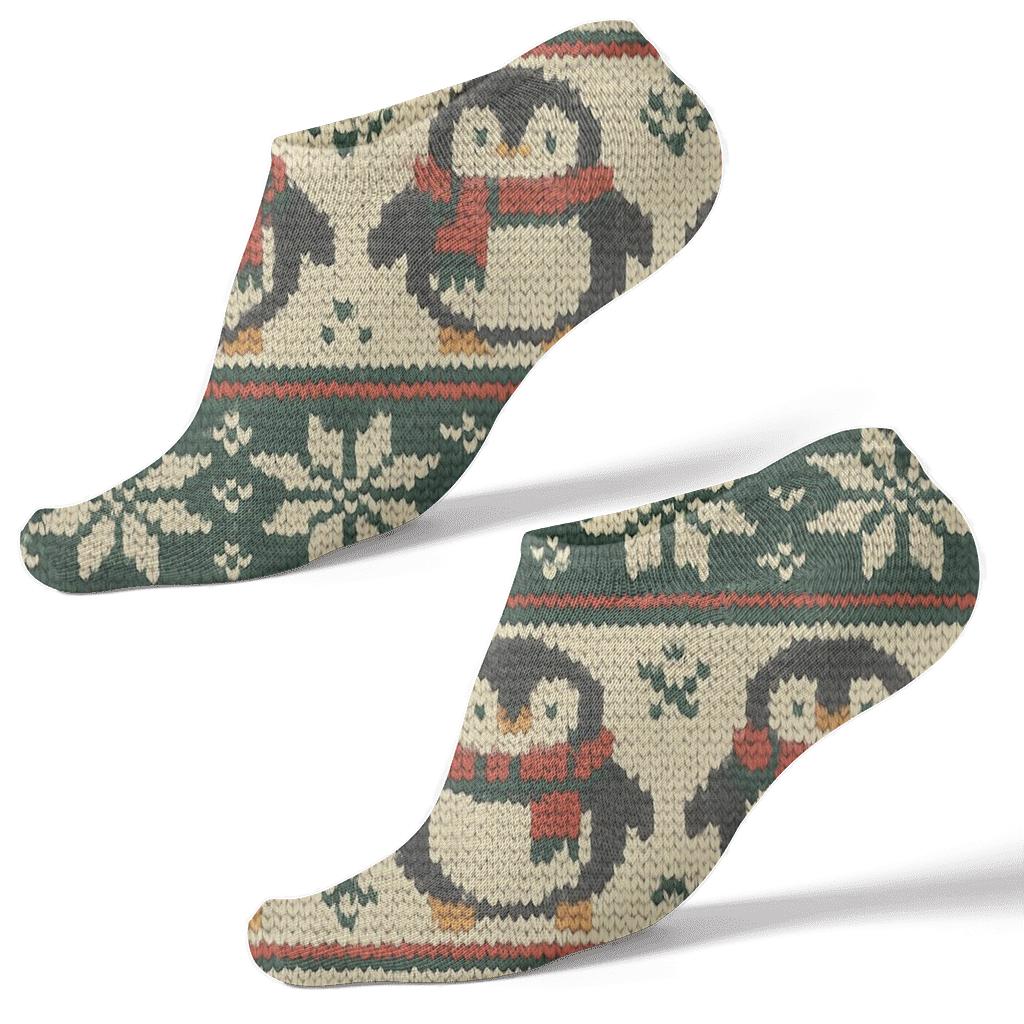 Nordic Knit Penguin Bands designer print ankle socks