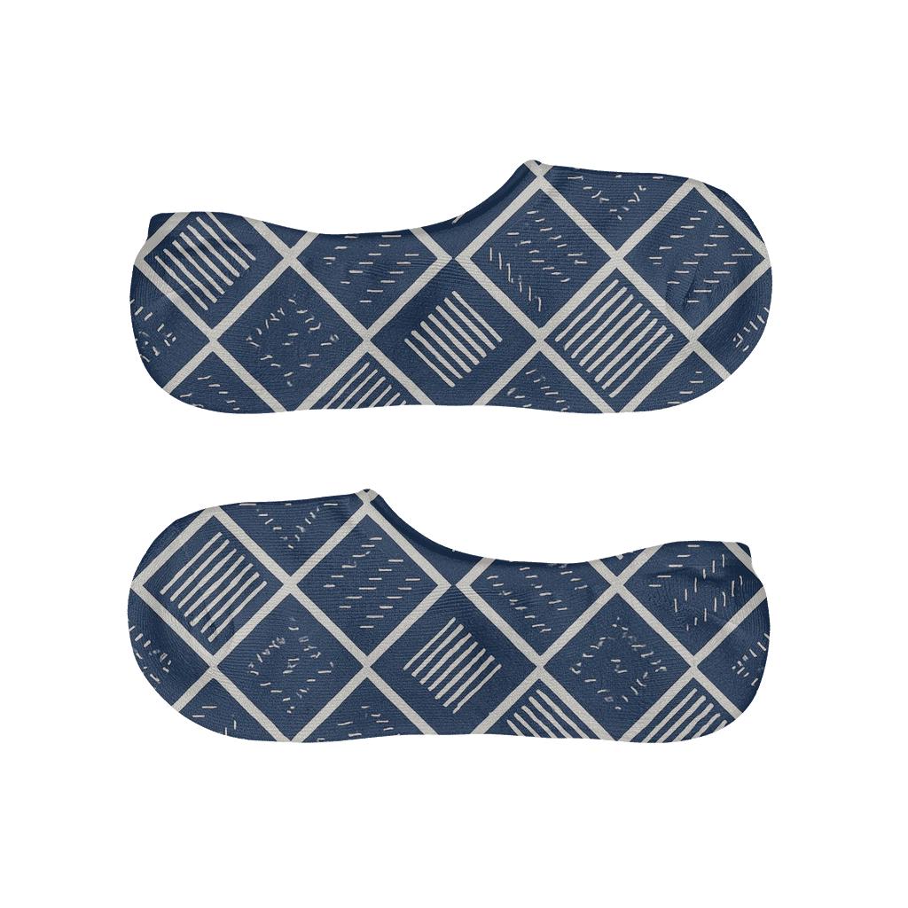 Diagonal Diamond Check With Chevron Scatter soft cotton no-show socks