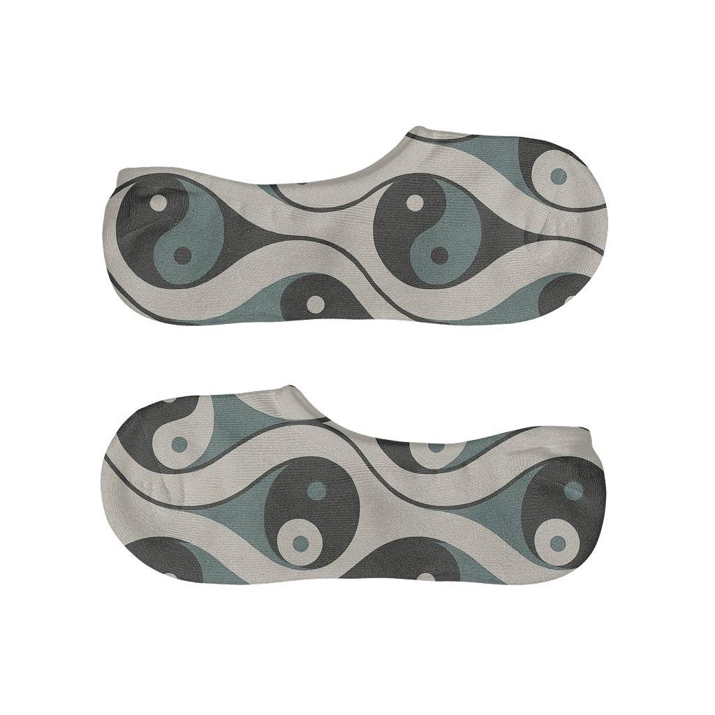 Wave Yin Yang Band On Pale Cream breathable no-show socks
