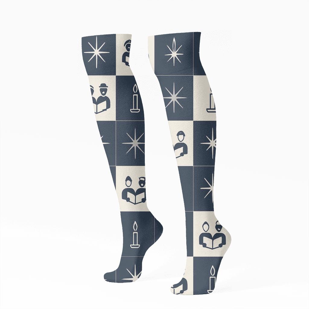 Midnight Star Carol Grid personalized knee-high socks
