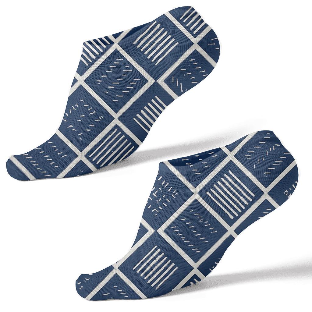 Diagonal Diamond Check With Chevron Scatter personalized ankle socks