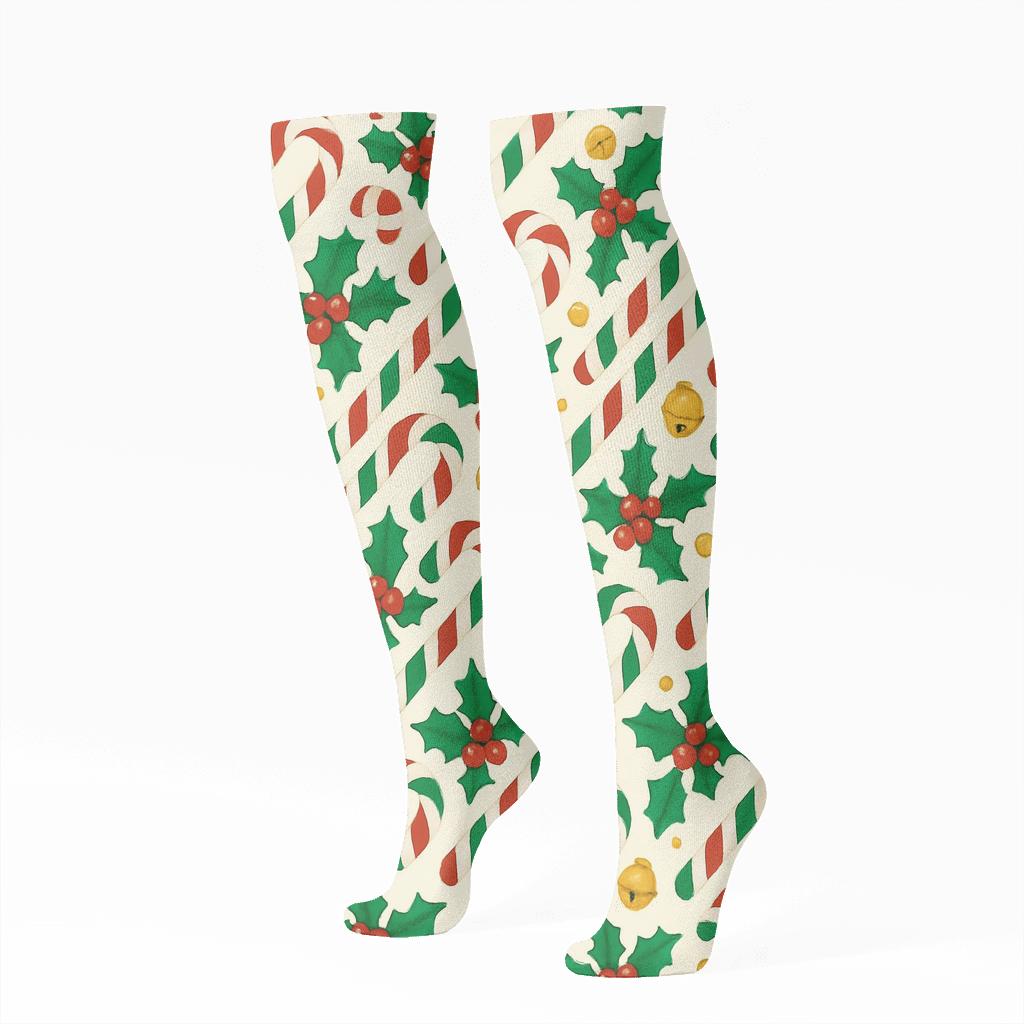 Candy Stripe Garland comfortable cotton knee-high socks