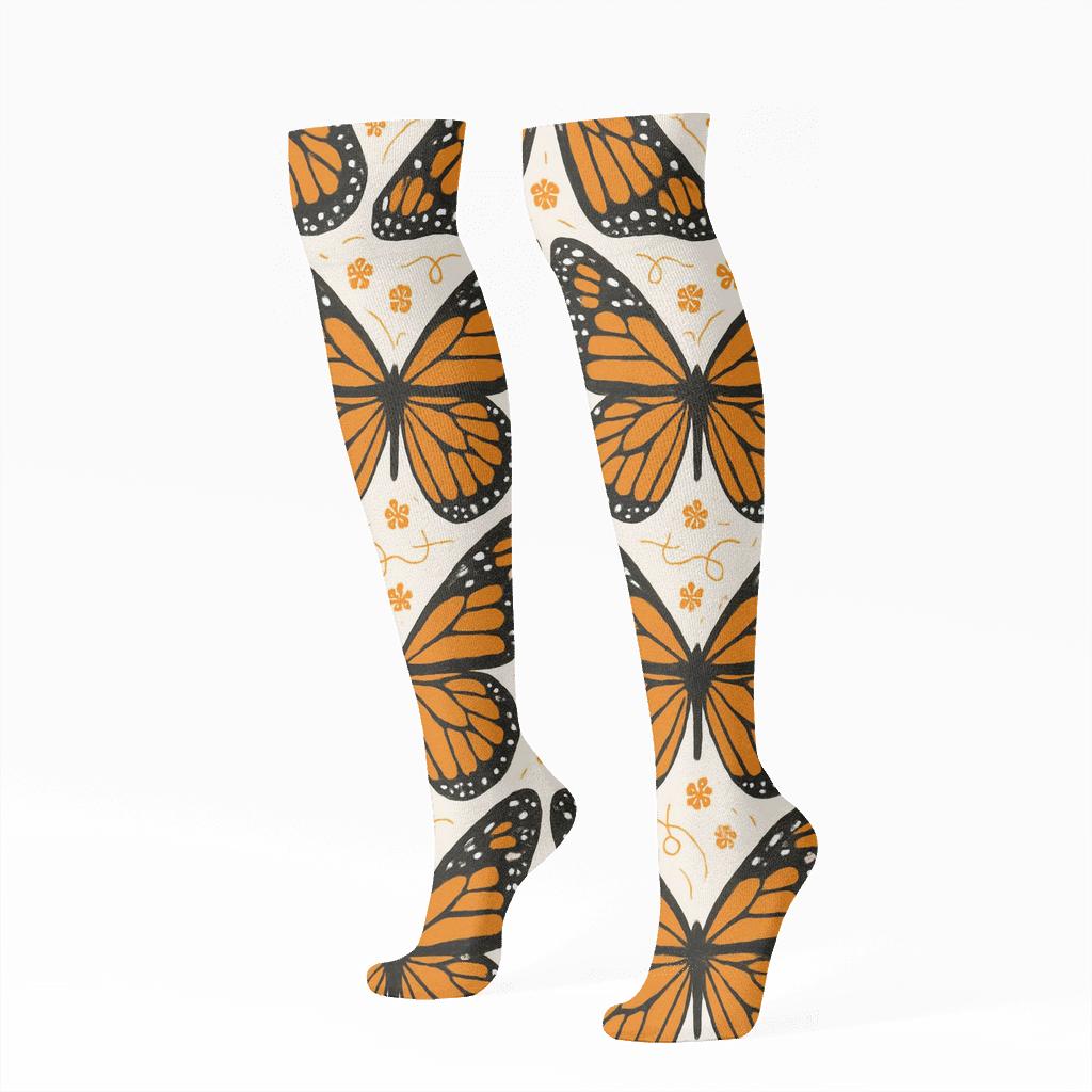 Monarch Wing Grid stylish athletic knee-high socks