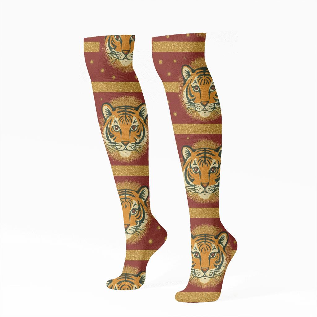 Tinsel Tiger Stripe Repeat stylish athletic knee-high socks