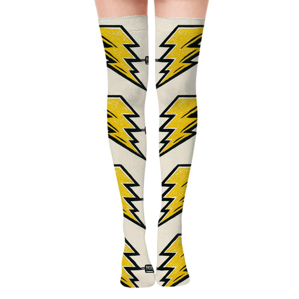 Mirrored Strike Pair Border Bands trendy patterned over-the-knee socks
