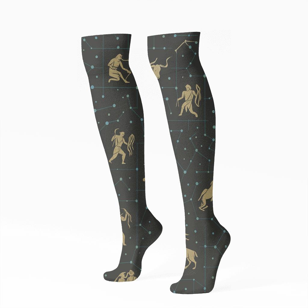 Constellation Grid Diagram soft everyday knee-high socks
