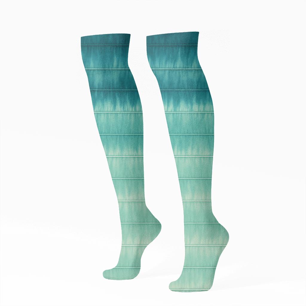 Pleated Ombre Band Progression unique graphic knee-high socks
