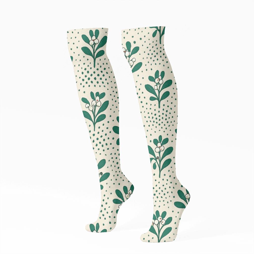 Mistletoe Dot Progression Christmas trendy patterned knee-high socks