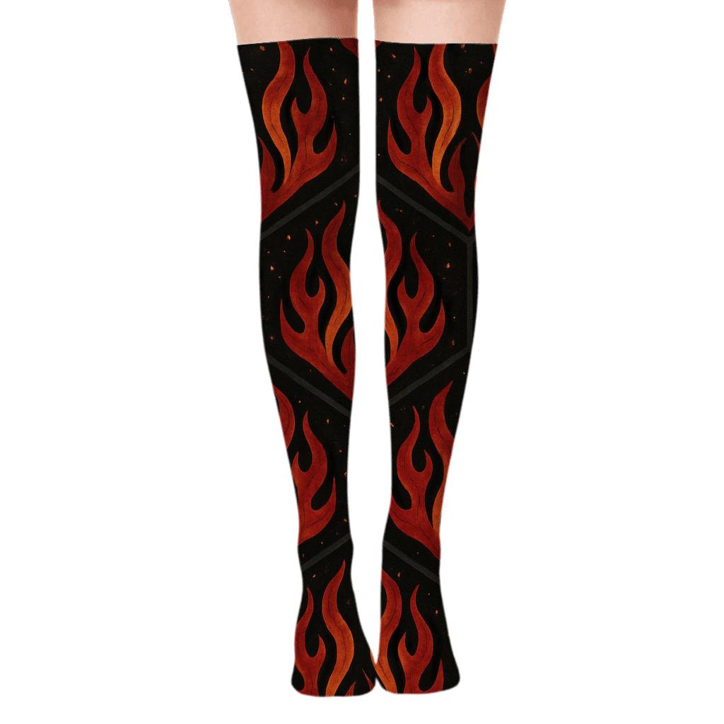 Ember Tessellation Grid unique graphic over-the-knee socks