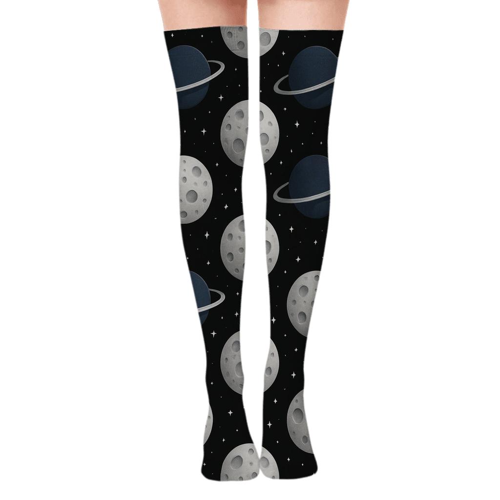 Midnight Planet Grid custom over-the-knee socks