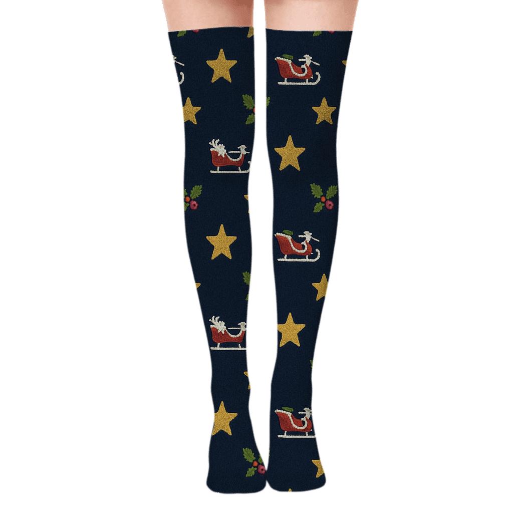 Christmas Starfield Grid custom over-the-knee socks