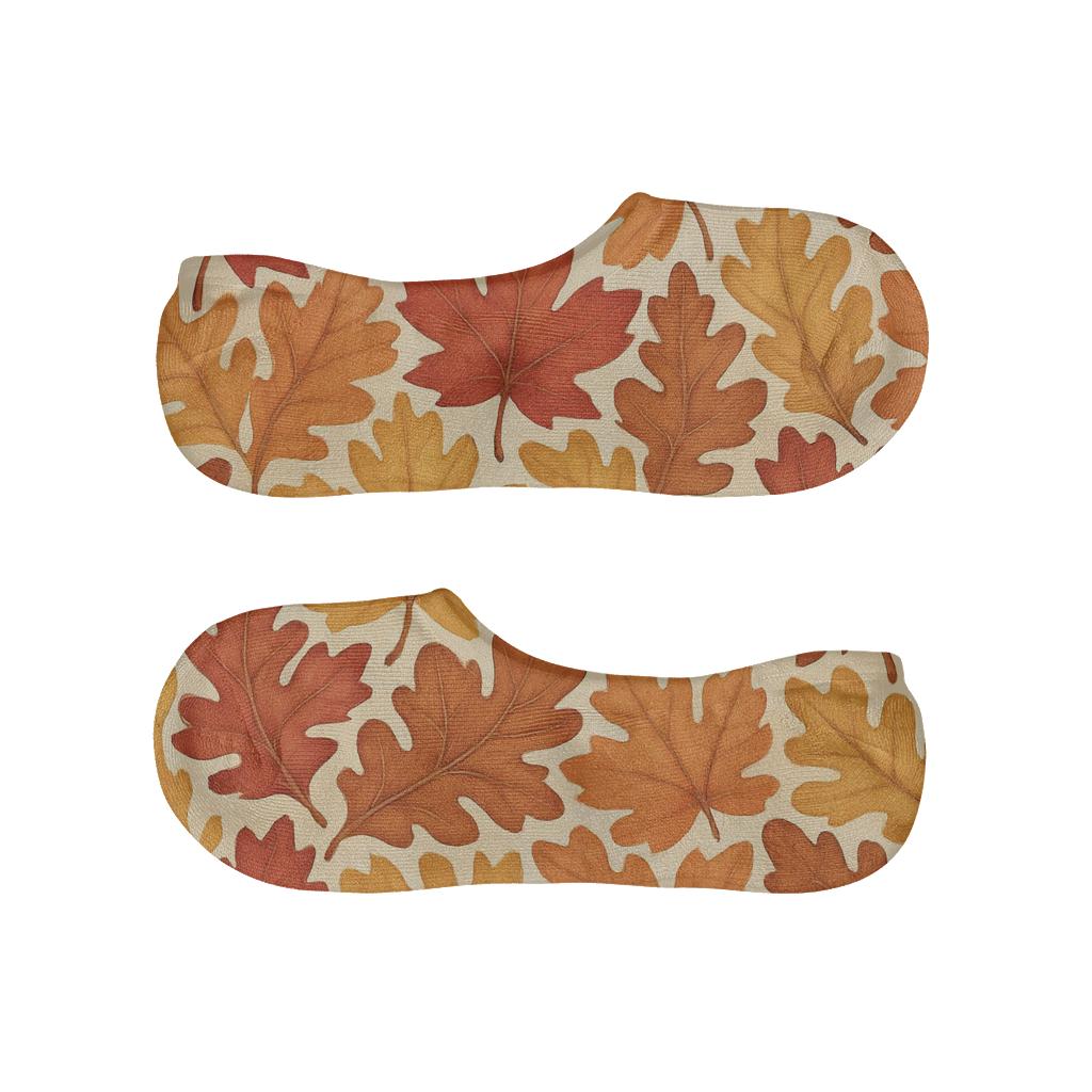 Burnt Orange Leaf Tessellation anti-slip no-show socks