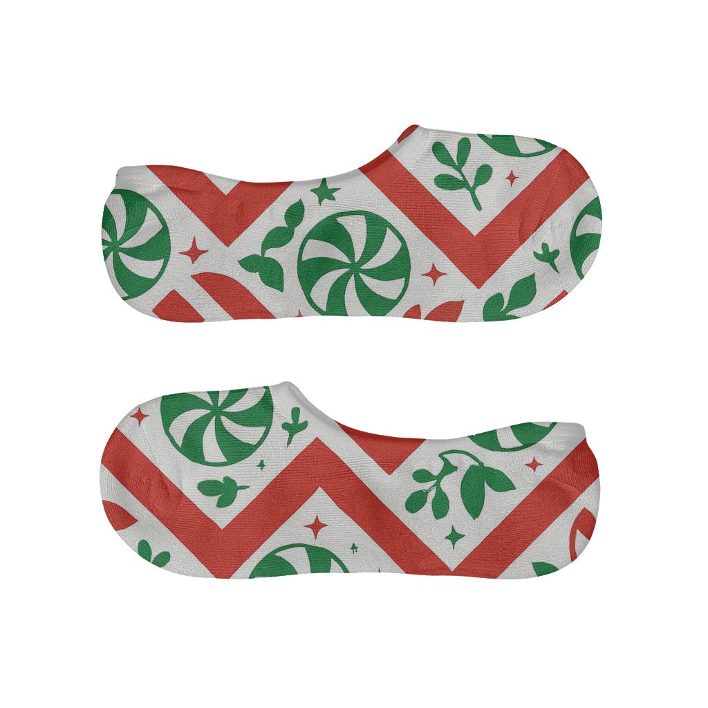 Candy Cane Chevron Repeat custom no-show socks