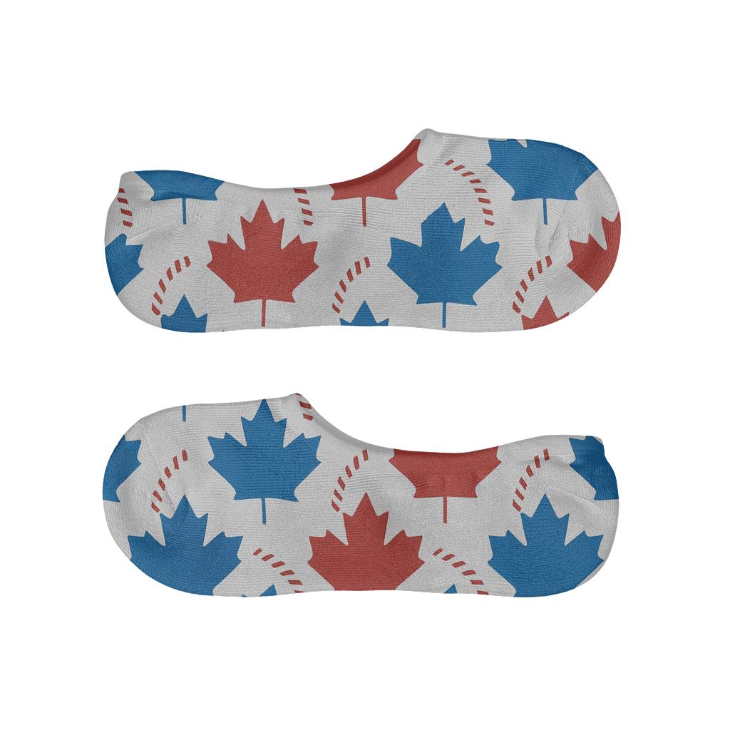 Tessellated Maple Leaf With Blue Jays Motif trendy no-show sock styles