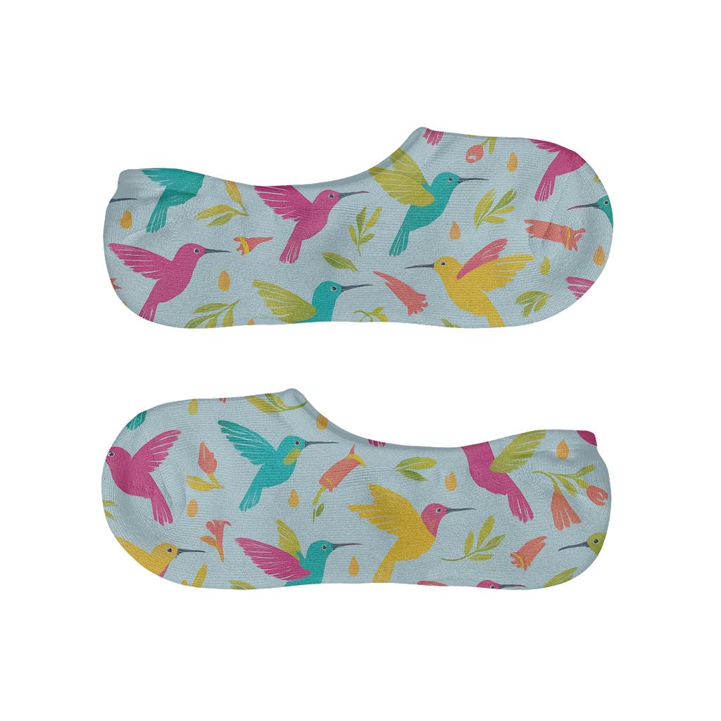Hummingbird Flight Wave On Sky Blue Background anti-slip no-show socks
