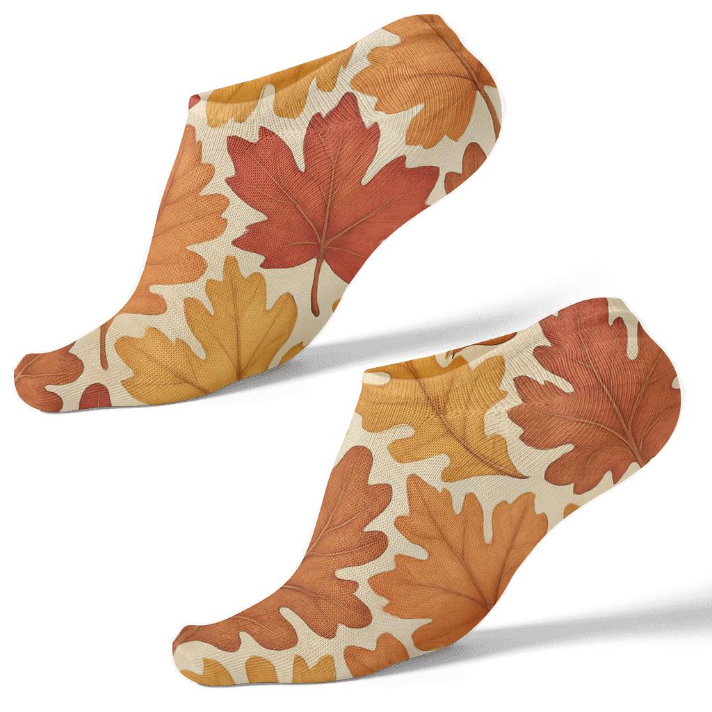 Burnt Orange Leaf Tessellation comfortable cotton ankle socks
