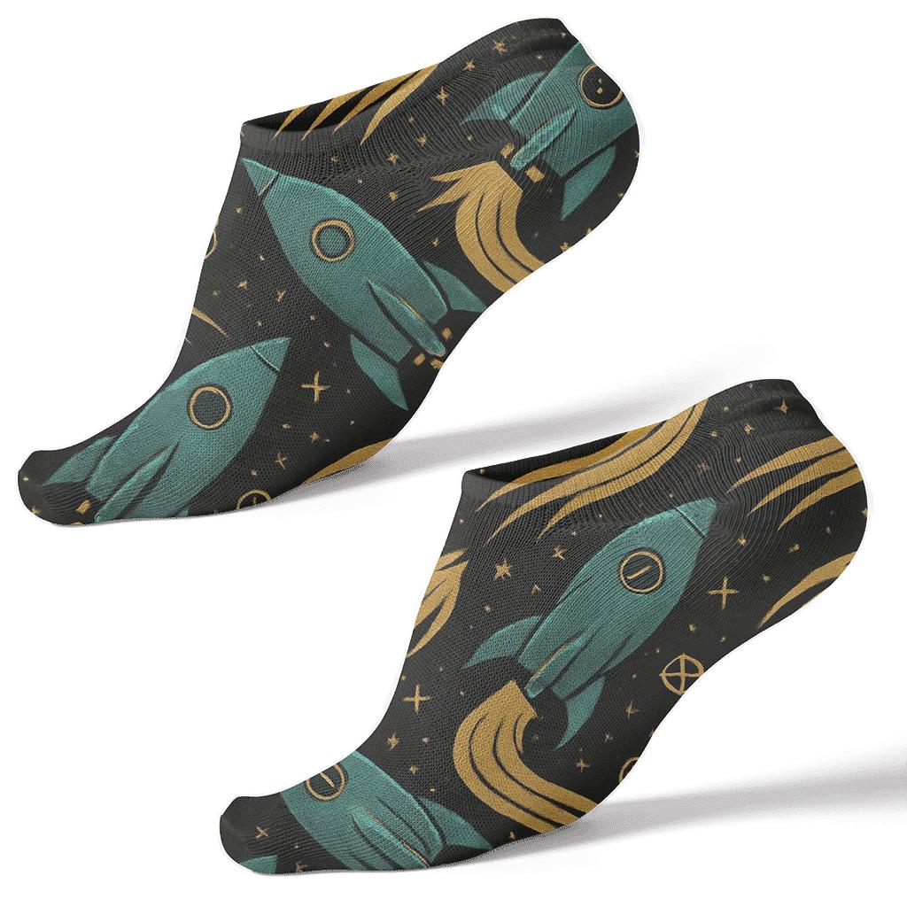 Retro Rocket Chevron designer print ankle socks