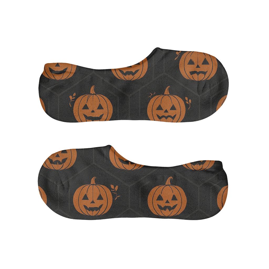Pumpkin Hexagonal Tile On Black Background trendy no-show sock styles