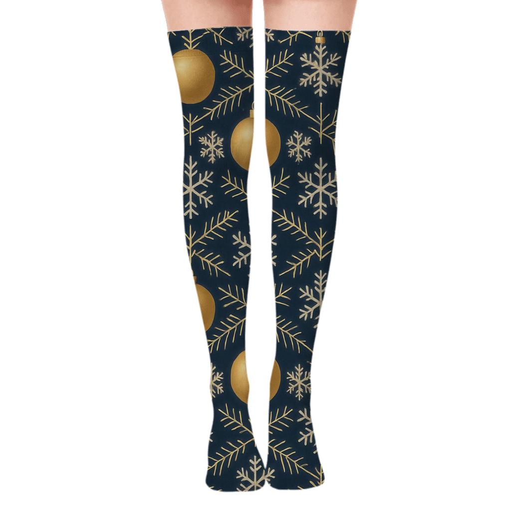 Golden Bauble Tessellation personalized over-the-knee socks